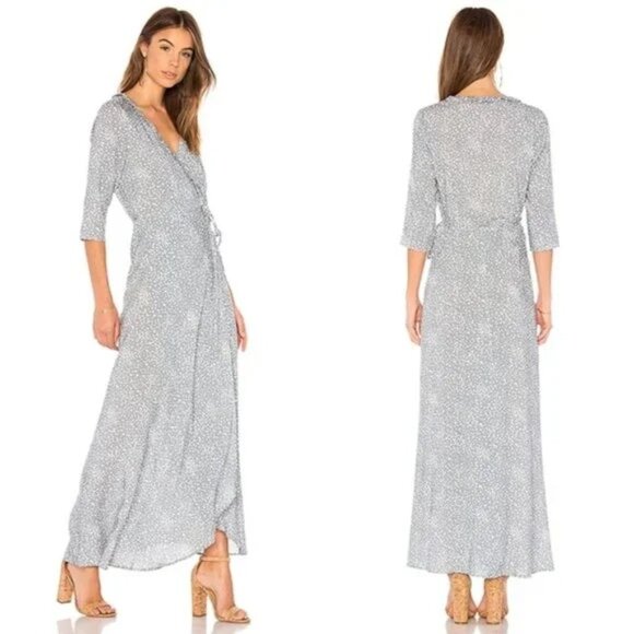 Auguste The Label Edie Sweetheart Wrap Maxi Dress Size 4 Blue/white - Picture 1 of 12